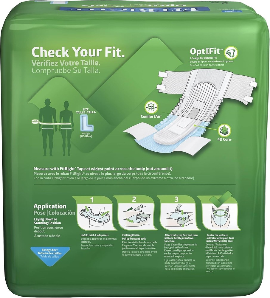 OptiFit Extra Incontinence Diapers, Large, 80 Ct
