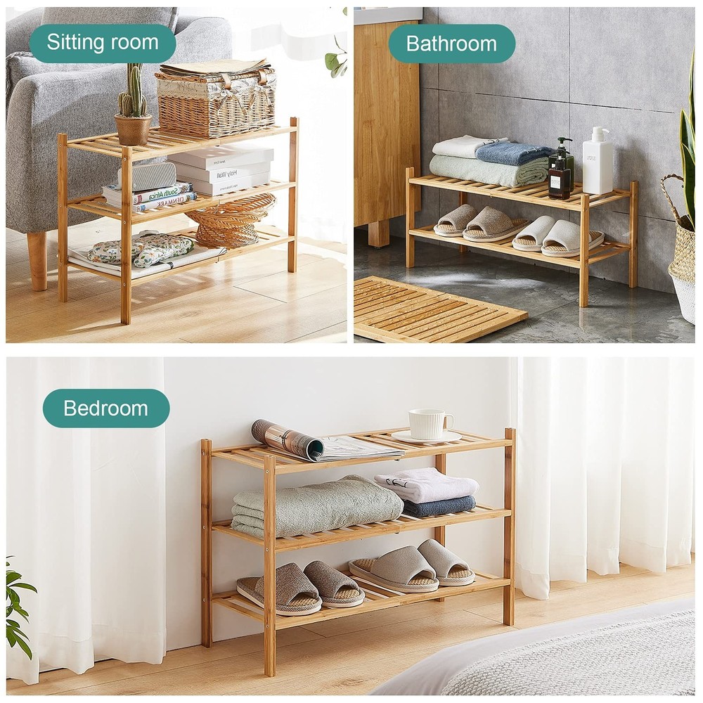 6-Tier Bamboo Shoe Rack for Entryway, Stackable | Foldable | Natural, Shoe Or...