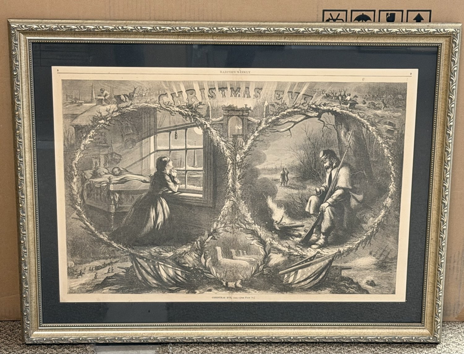 Thomas Nast 1863 Christmas Eve Harper's Weekly Civil War Framed Print