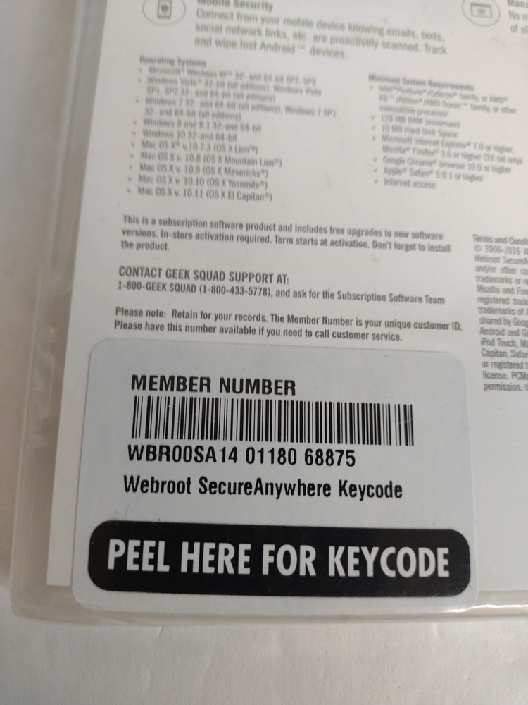 Webroot Secure Anywhere Internet Security Windows 10 Compatible 3 Devices KEY