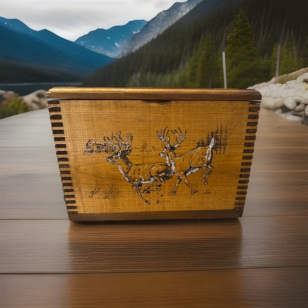 🦌 **Handcrafted Solid Wood Stash Box / Ammo Chest – Rustic Lodge Style 🇺🇸🪵**