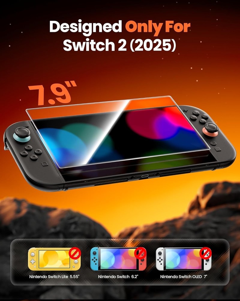 Ultimate 9H Tempered Glass Screen Protectors for 2025 Switch 2 - Easy Install