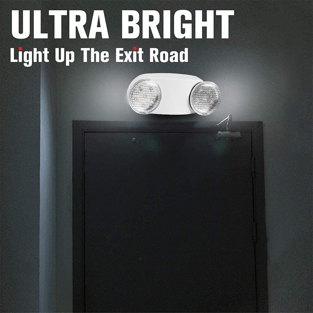 4 pack LED Emergency Light White, Exit Sign Light Adjustable Dual Head Battery