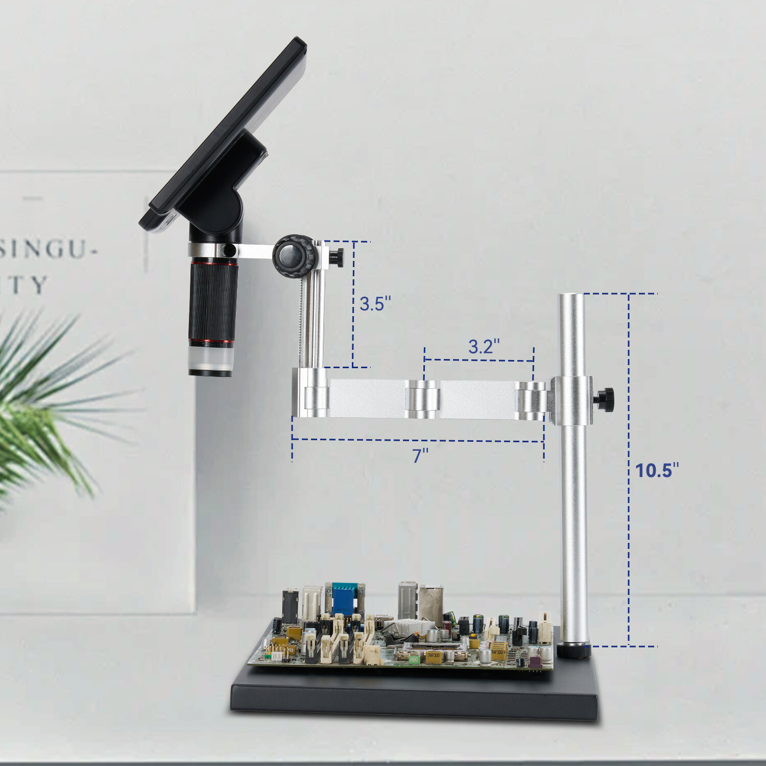 TOMLOV 4K LCD Digital Microscope 2000X 10.1'' HDMI Coin Microscope 52MP Spin Arm