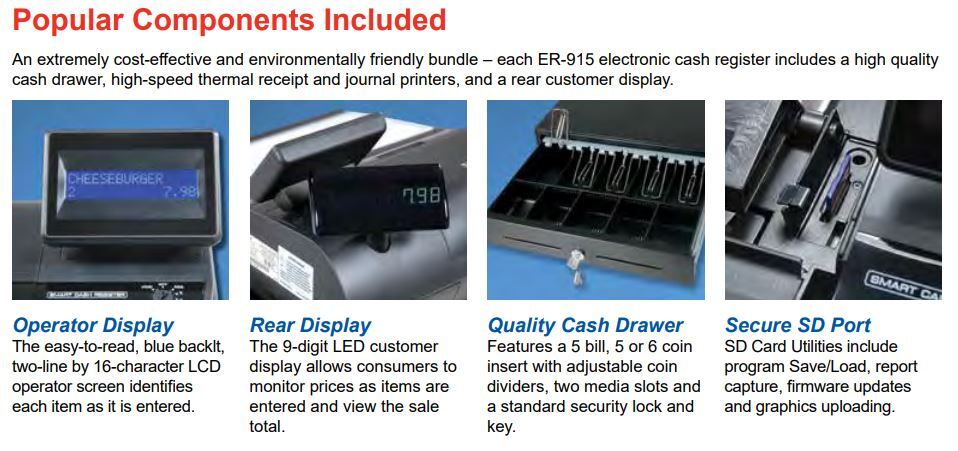 SAM4S ER-940 (FLAT Keyboard) Electronic Cash Register NEW W/ Factory Warranty