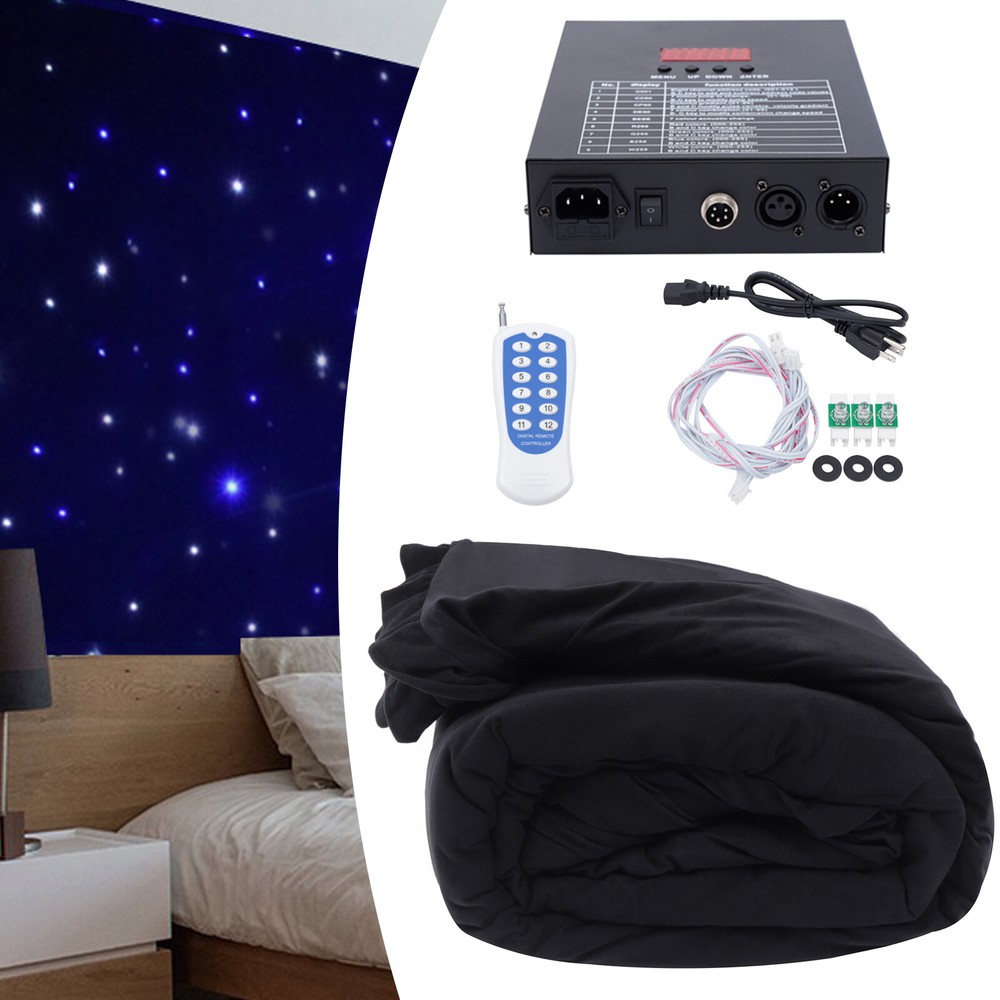 LED LED Backdrop Curtain with Remote Control - White & Blue Starlight Effect