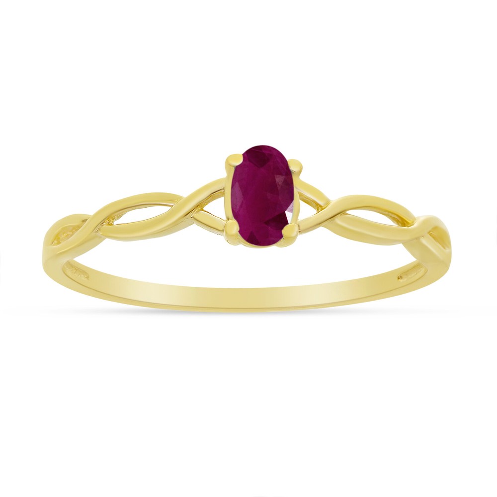 14k Yellow Gold Oval Ruby Ring