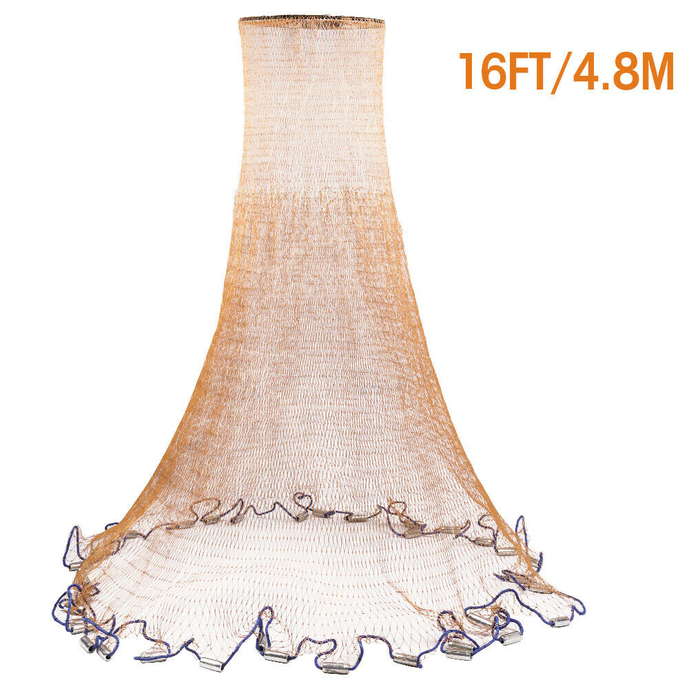 6/8/10/12/16/20FT Fishing Cast Net Bait Easy Throw Hand Cast Nylon Mesh