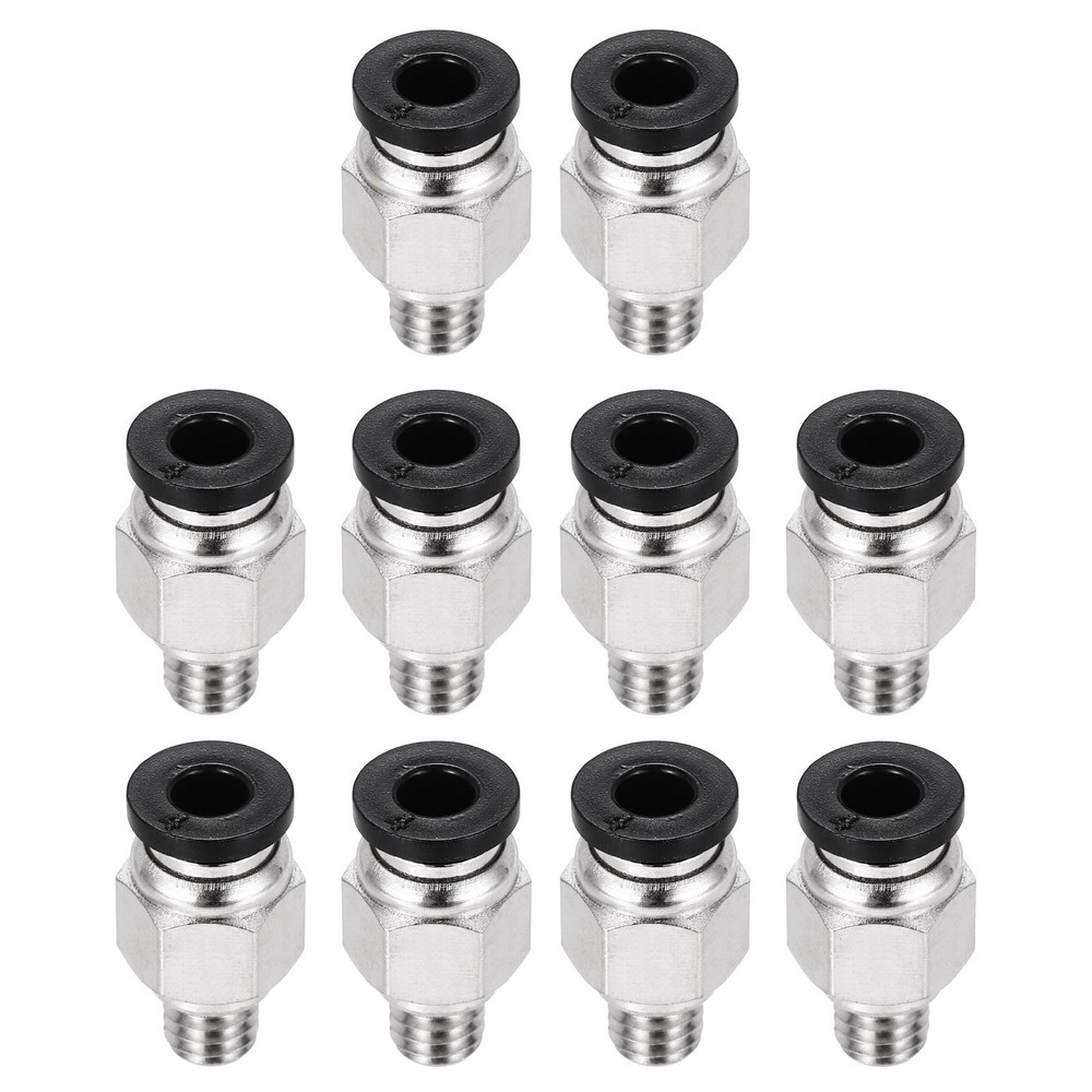 10 Pcs PC4-M6 Straight Through Fitting for 3D Printer, 2x4mm Tubes, Black