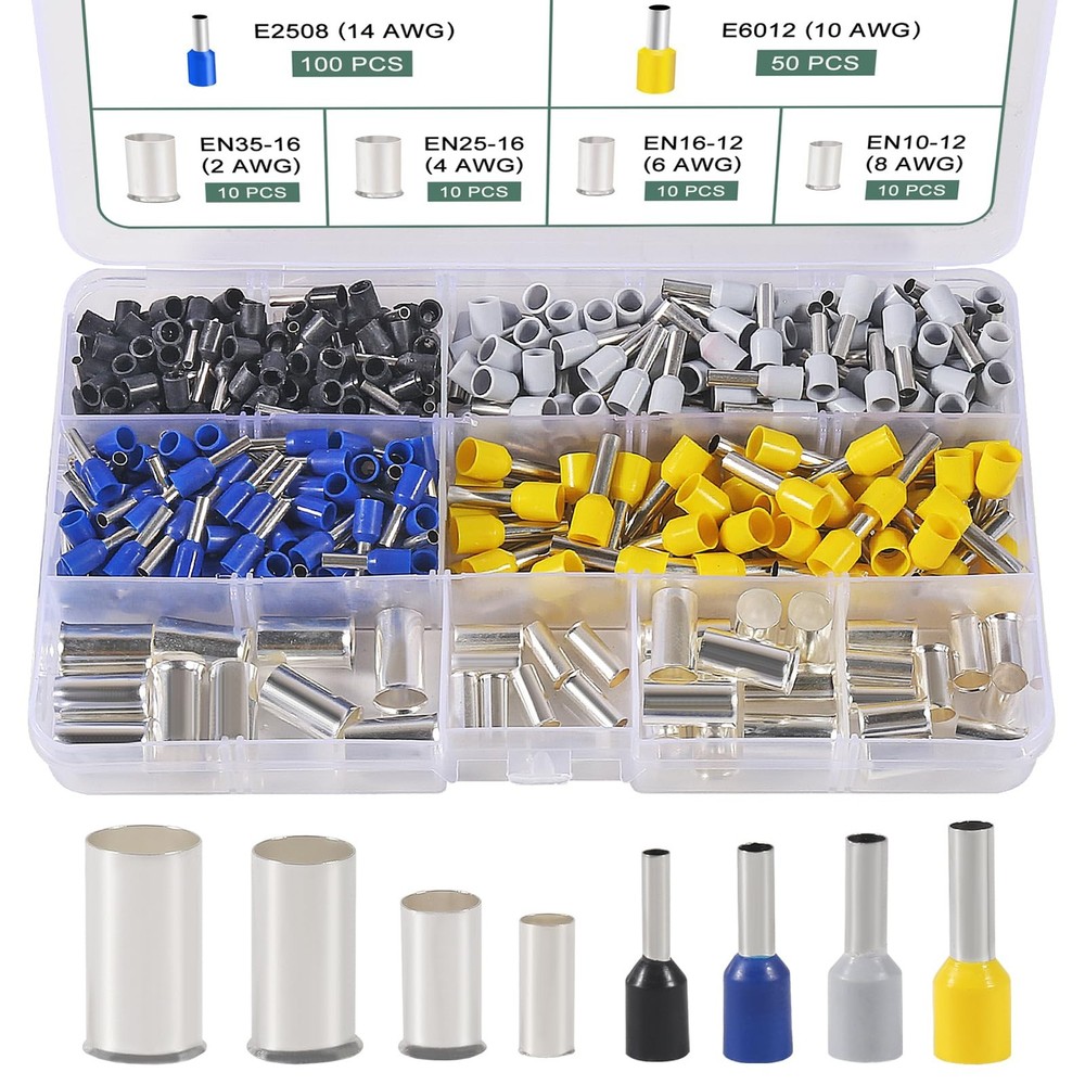 400Pcs Wire Ferrules Terminals Kits Silver Plated Copper Ferrules Wire Ends T...