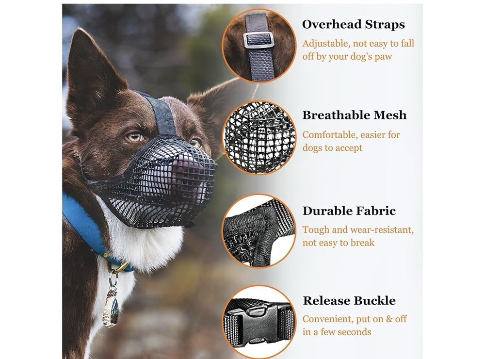 Crazy Felix Dog Muzzle, Soft Mesh Muzzle Large