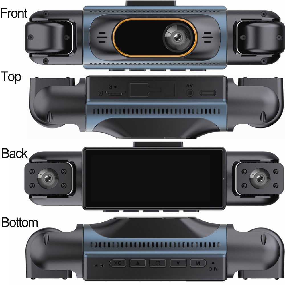 2K 4 Channels Dashboard Camera Dash Cam CAR DVR Driving Recorder 3.16 IPS Screen