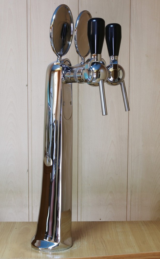 Draft Beer Tower 2 Faucets Beer Pump Chrome Belgian