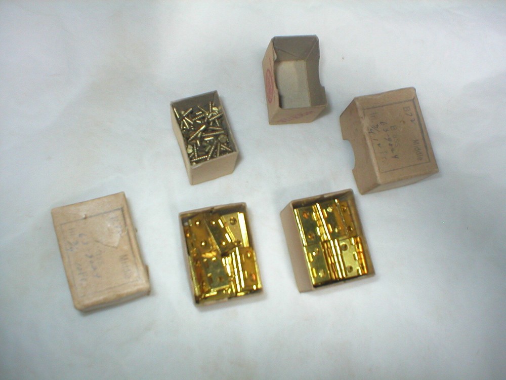 Vintage Solid Brass Hinges and Screws. 96 small hinges