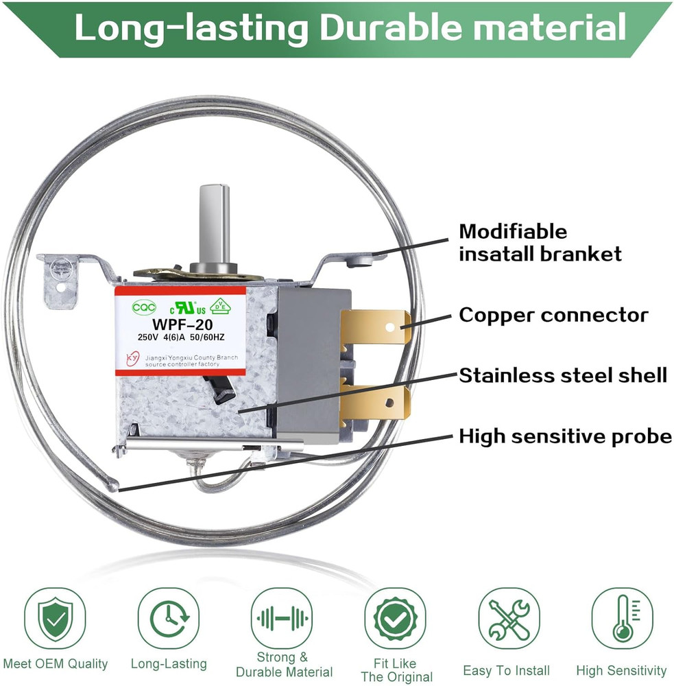 Mini Fridge Thermostat, Universal WPF-20 Freezer Thermostat Controller 2pin