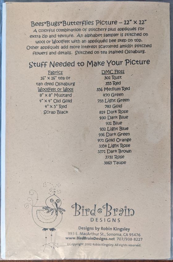 Bird Brain Designs - Bees Bugs Butterflies BIR109 - Pattern