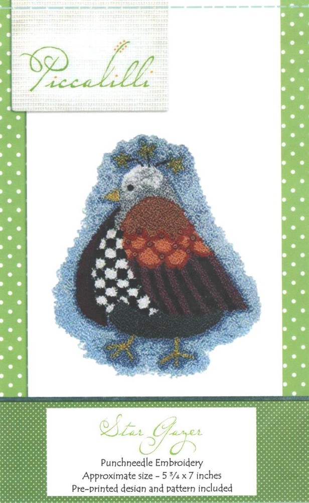 STAR GAZER PUNCH NEEDLE PATTERN  W/PRE-PRINTED WEAVERS CLOTH- PICCALILLI