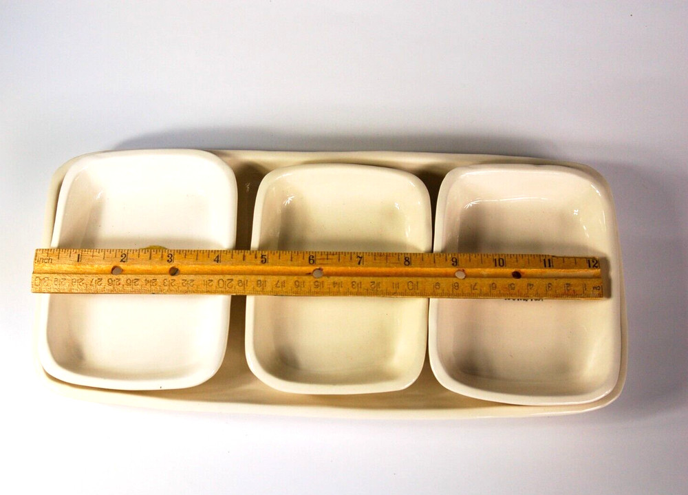 Rae Dunn by Magenta stoneware 13 inch rectangular serving tray set 4 pieces