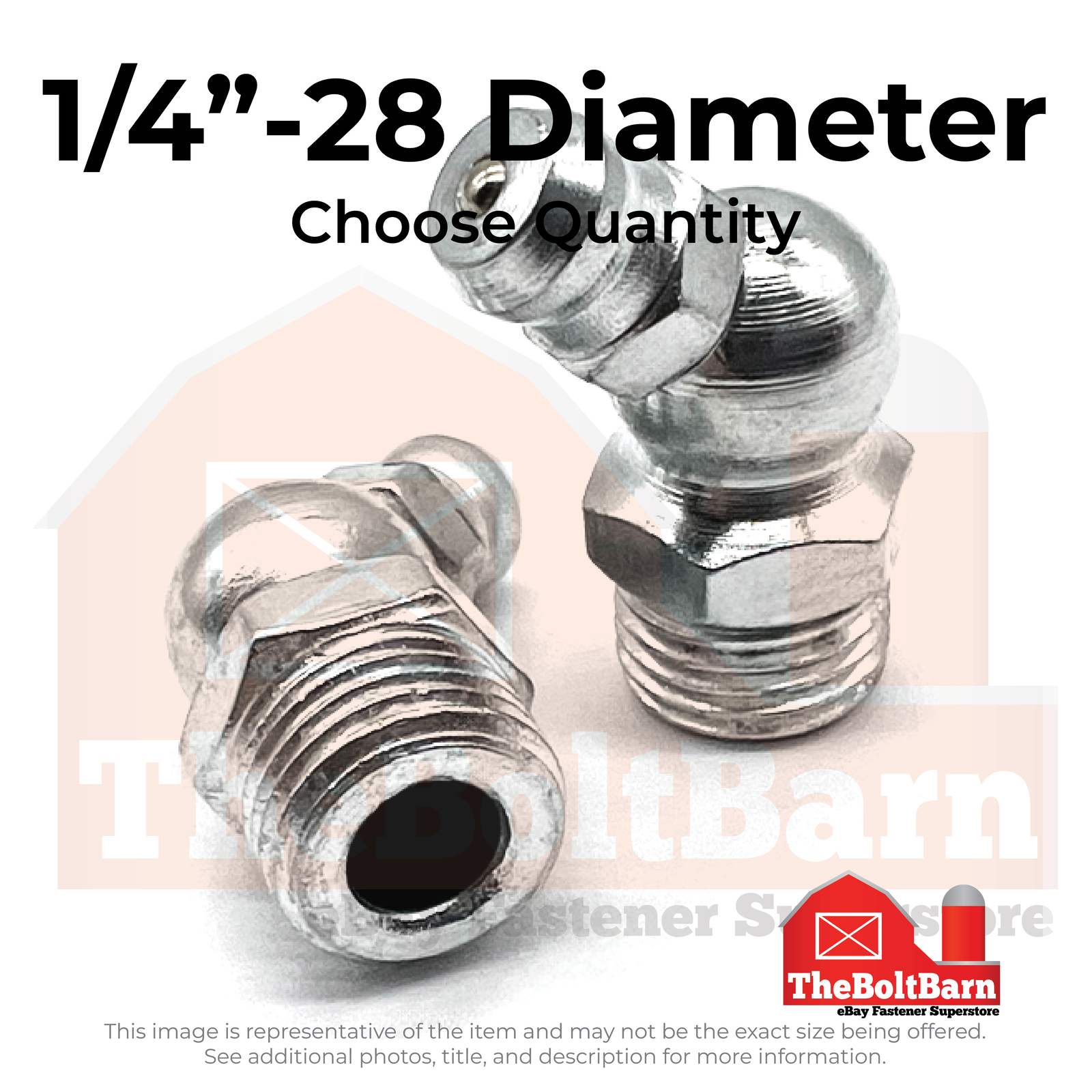 1/4"-28 Zerks Grease Fitting 45 Degree Steel Zinc (Choose Quantity)