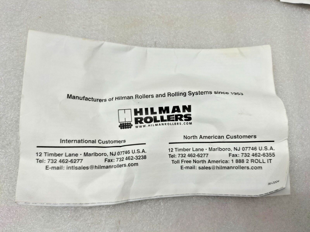HILMAN ROLLERS SS-97006 GUIDE