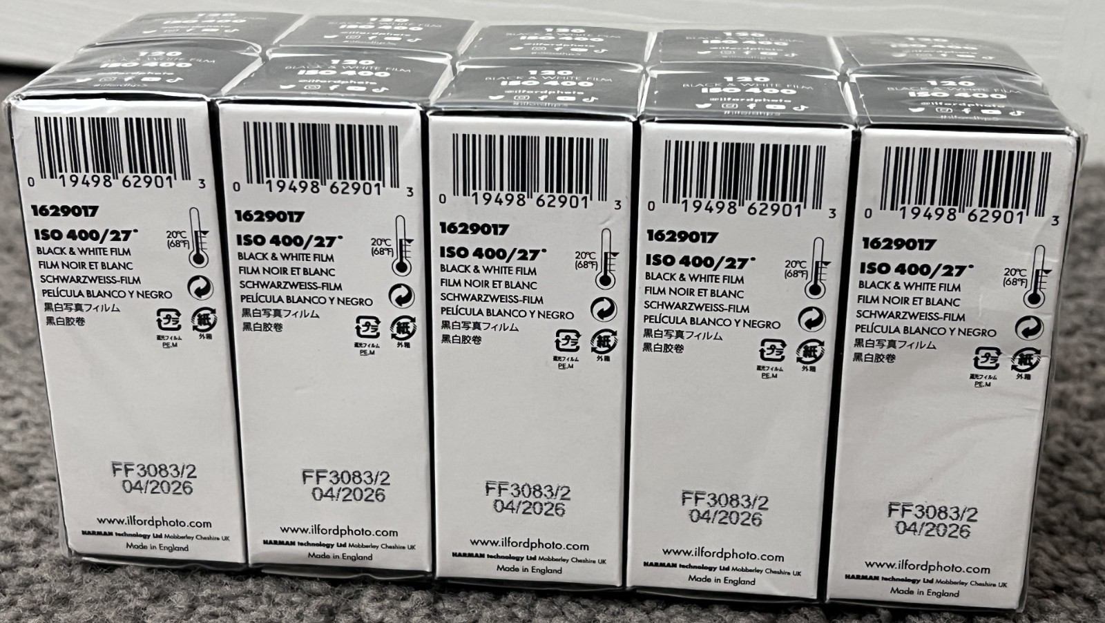 10 Rolls Ilford HP5 Plus 400 120 Black and White Negative Print Film, 1629017