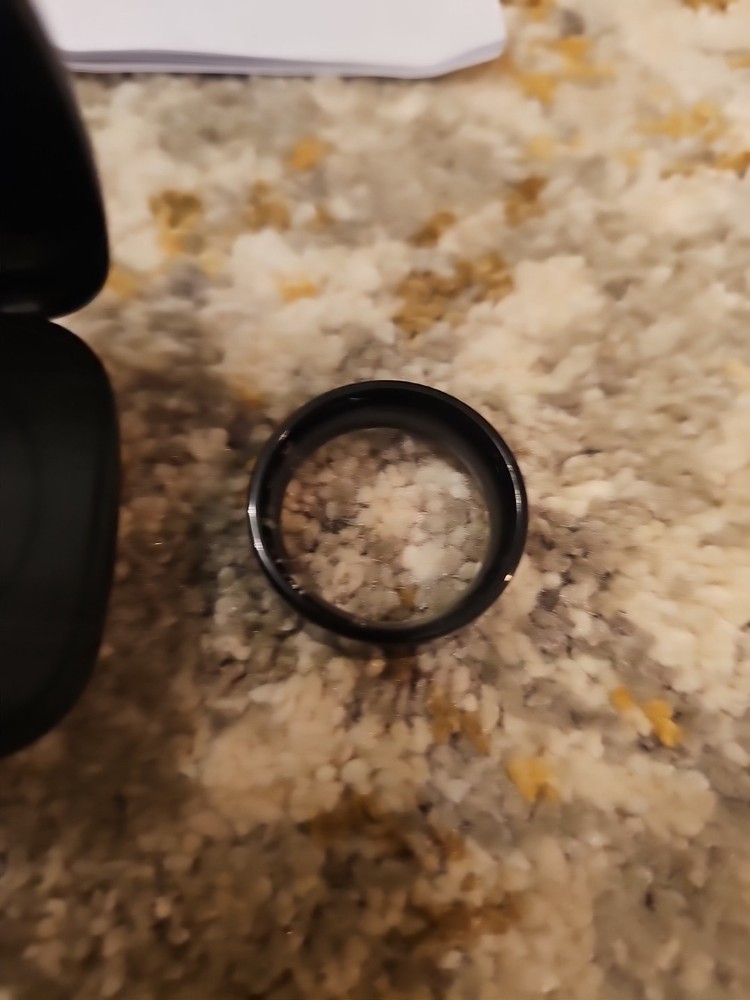 Smart Heart Ring Mobile App Compatible, Black, Size 13