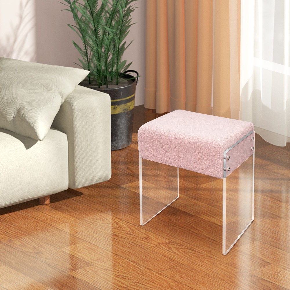 Makeup Stool Modern Minimalist Multi-functional Vanity Acrylic Chair w/ Cushion