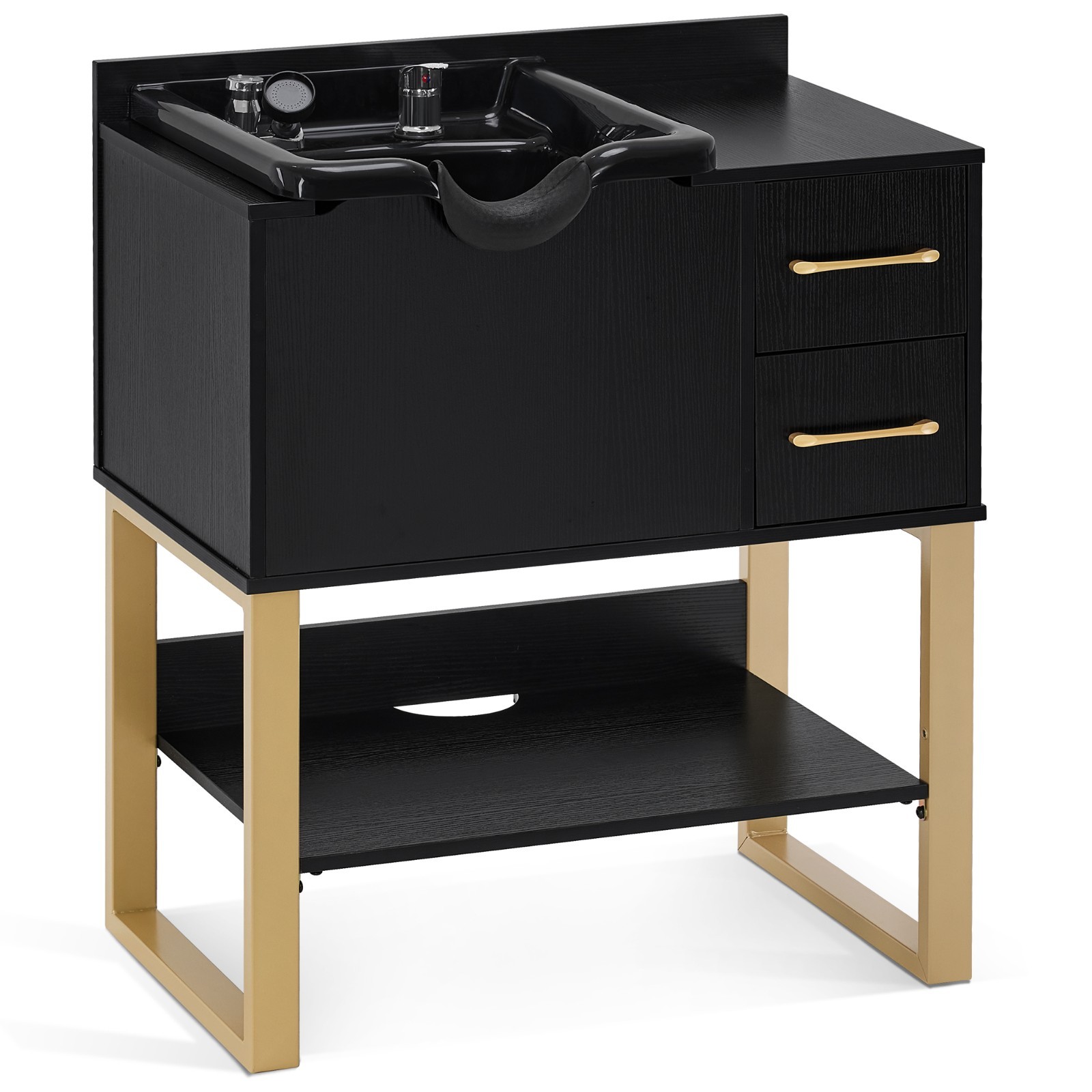 BarberPub Shampoo Cabinet with Sink, Salon Backwash Station with Bowl 7135