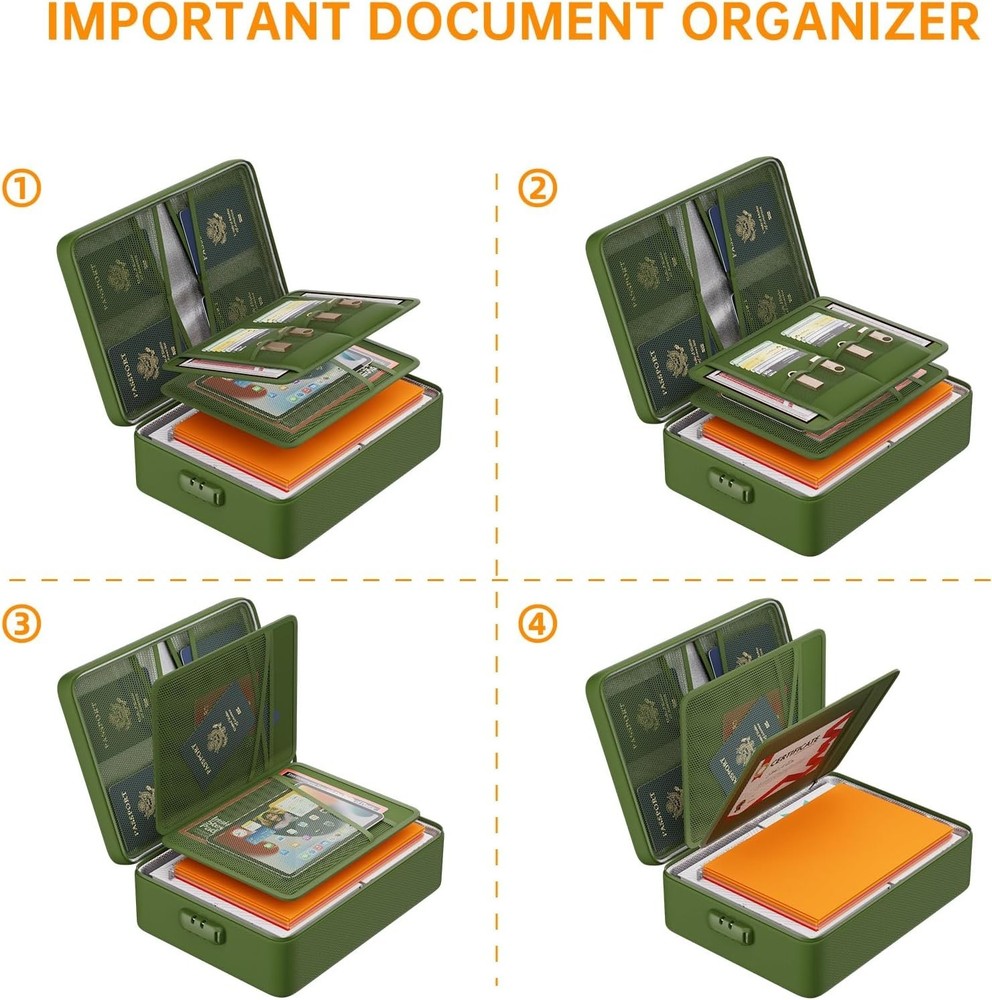 Portable 8-Layer Fireproof & Waterproof Document Organizer - Maximum Protection