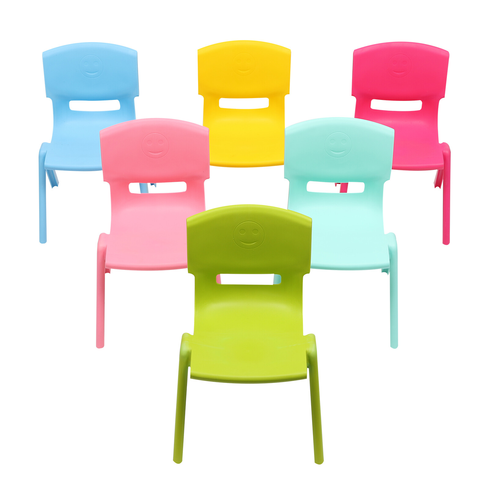 6x Stackable School Chairs PP Child Chair 100kg load Multicolor Indoor & Outdoor