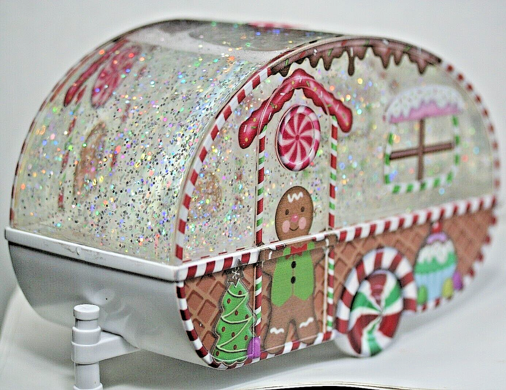Cracker Barrel Gingerbread Camper Glitter Globe