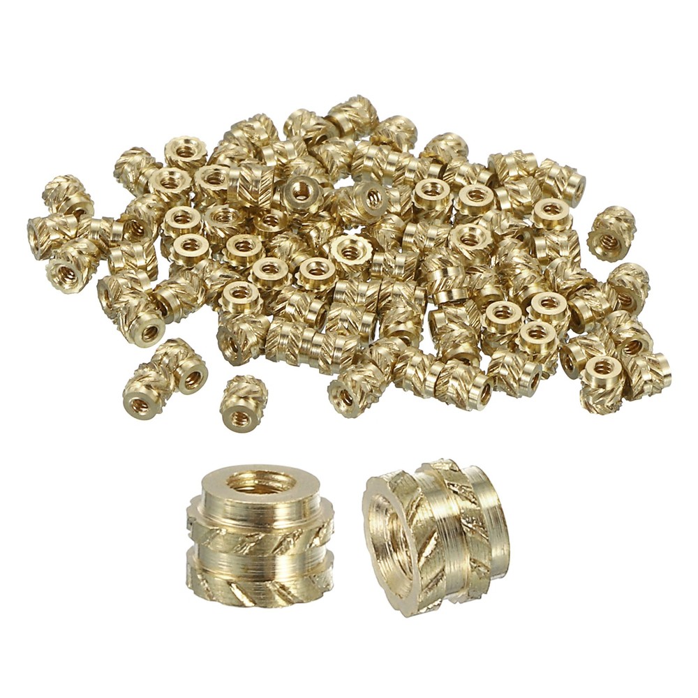 Knurled Insert Nut 100pcs M1 x 1.5mm L x 2mm OD Brass Heat Set Insert Nut