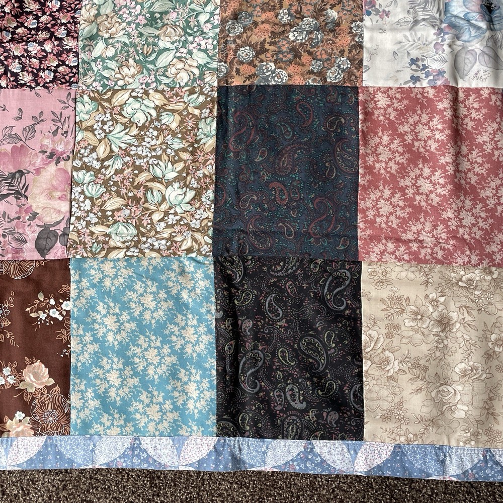 Patchwork Lap Quilt Wall Hanging Handcrafted Machine Stitched 44 x 46 MINT