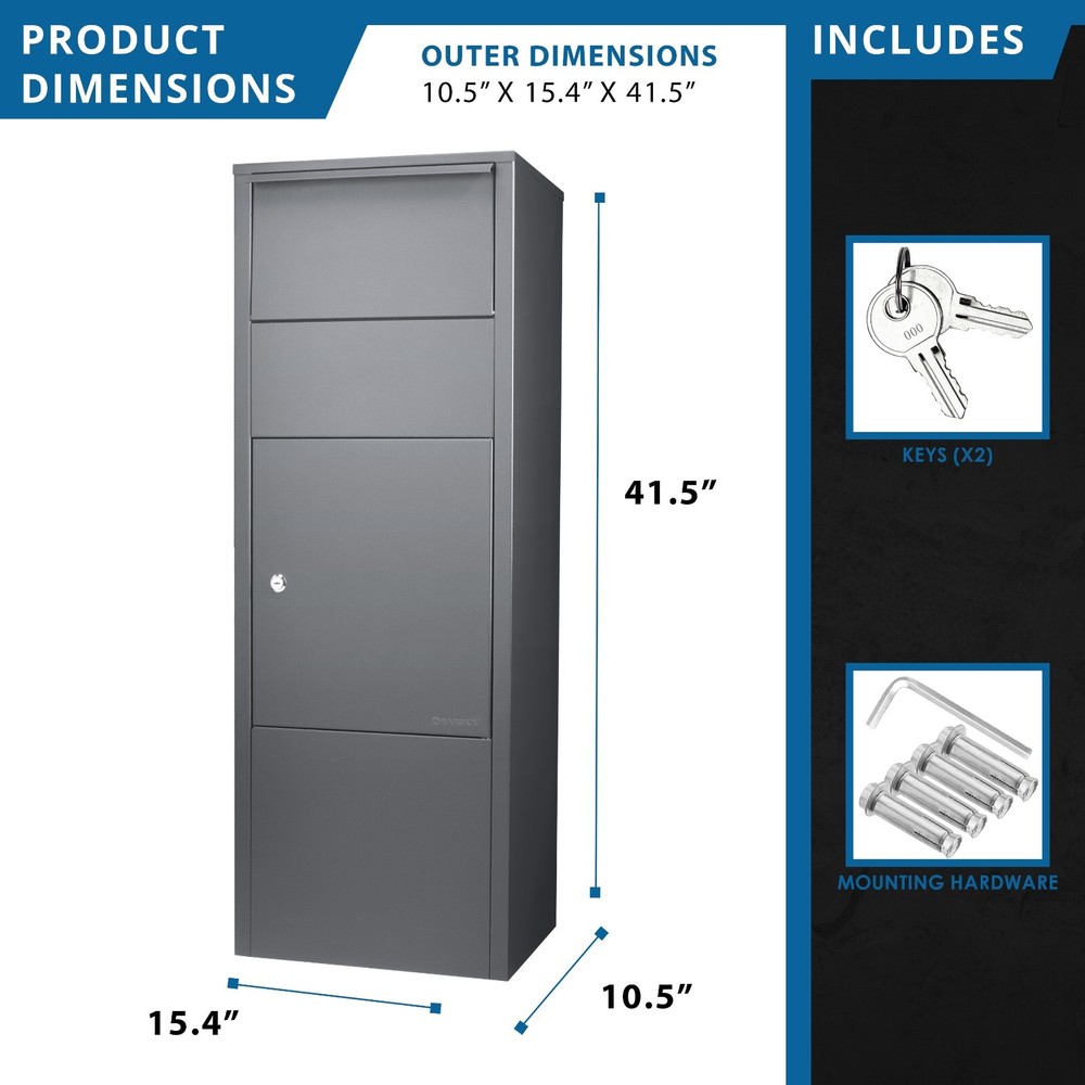 Large Single Compartment Locking Parcel Drop Box Secure Parcel Storage Lockable