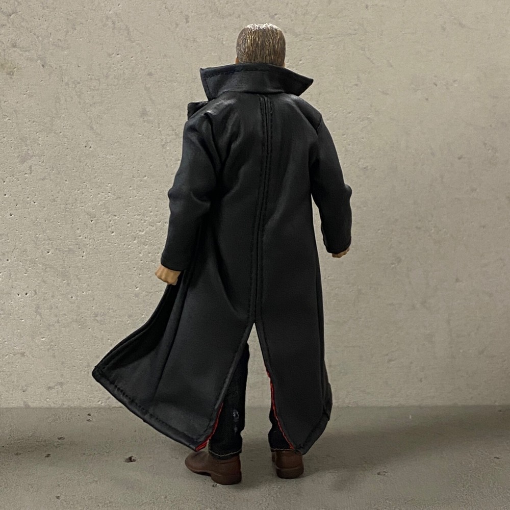 PB-LTC-BLD: 1/12 Black Red Faux Leather Coat for Mezco or Marvel Legends