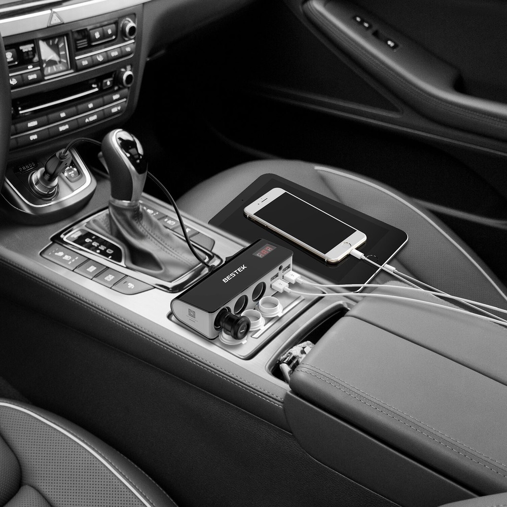 BESTEK 3-Socket Cigarette Lighter Adapter, 12V/24V 200W Power Adapter