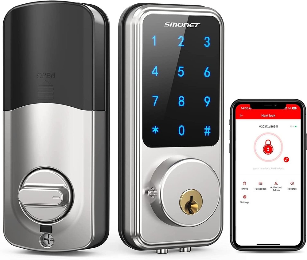 SMONET Smart Deadbolt Lock Keyless Entry Electronic Digital Keypad Door Lock APP