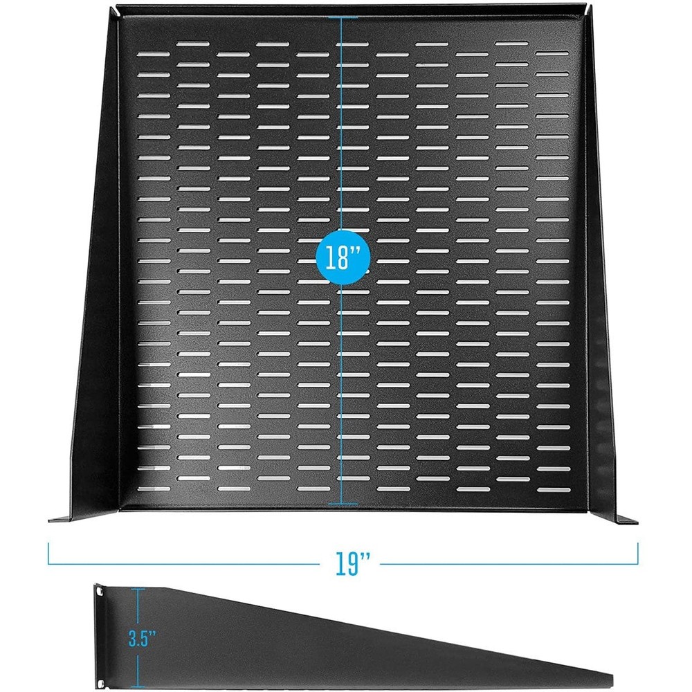 2U Vented Rack Shelf with Protective Edges 18-Inch Deep (Pair)