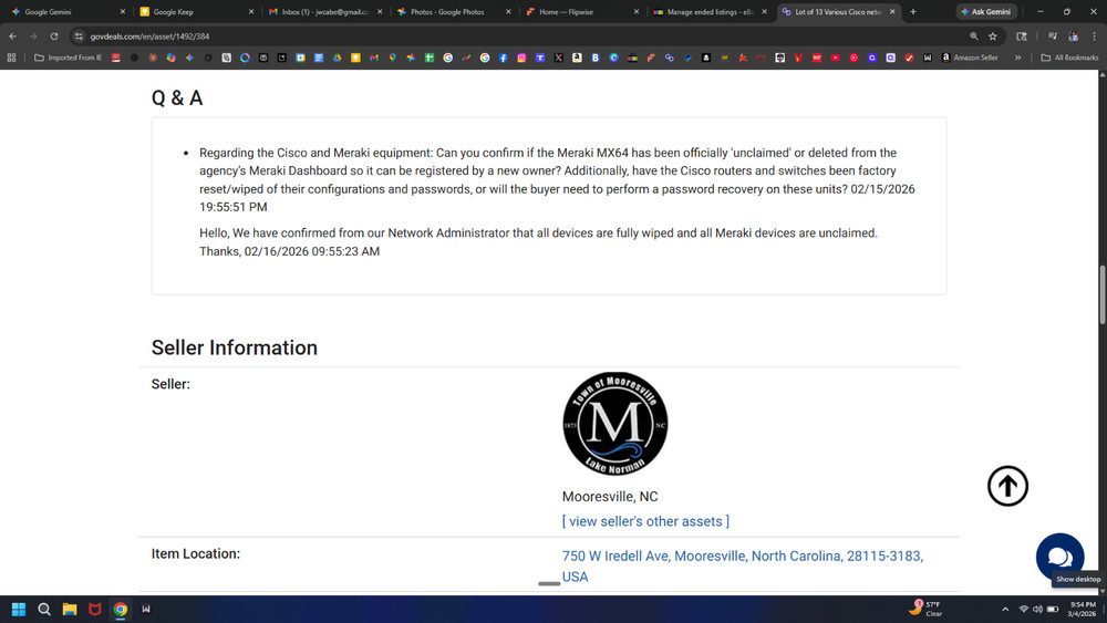 Meraki MX64-HW Cloud Managed Security Appliance | UNCLAIMED | Tested & Wiped