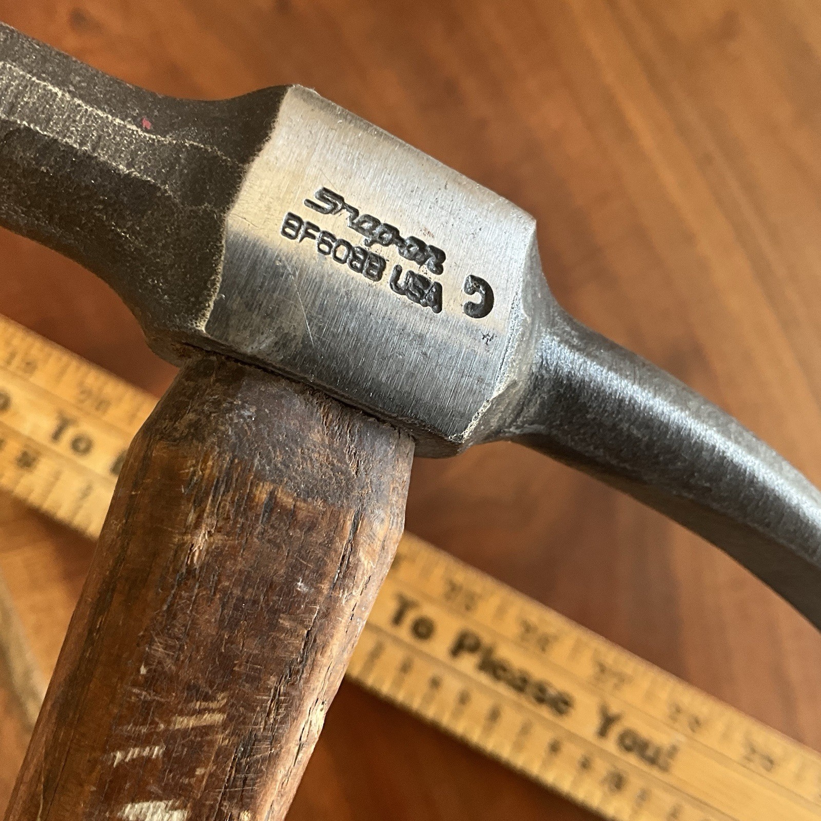 GREAT🚨 Snap-on Tools BF608b Short Curve Cross Auto Body Peen Hammer Wood Handle