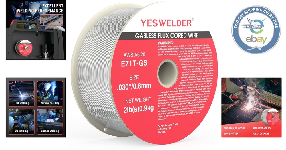 High-Performance Gasless MIG Wire, 2lb Spool with .030 Diameter - Clean Welds