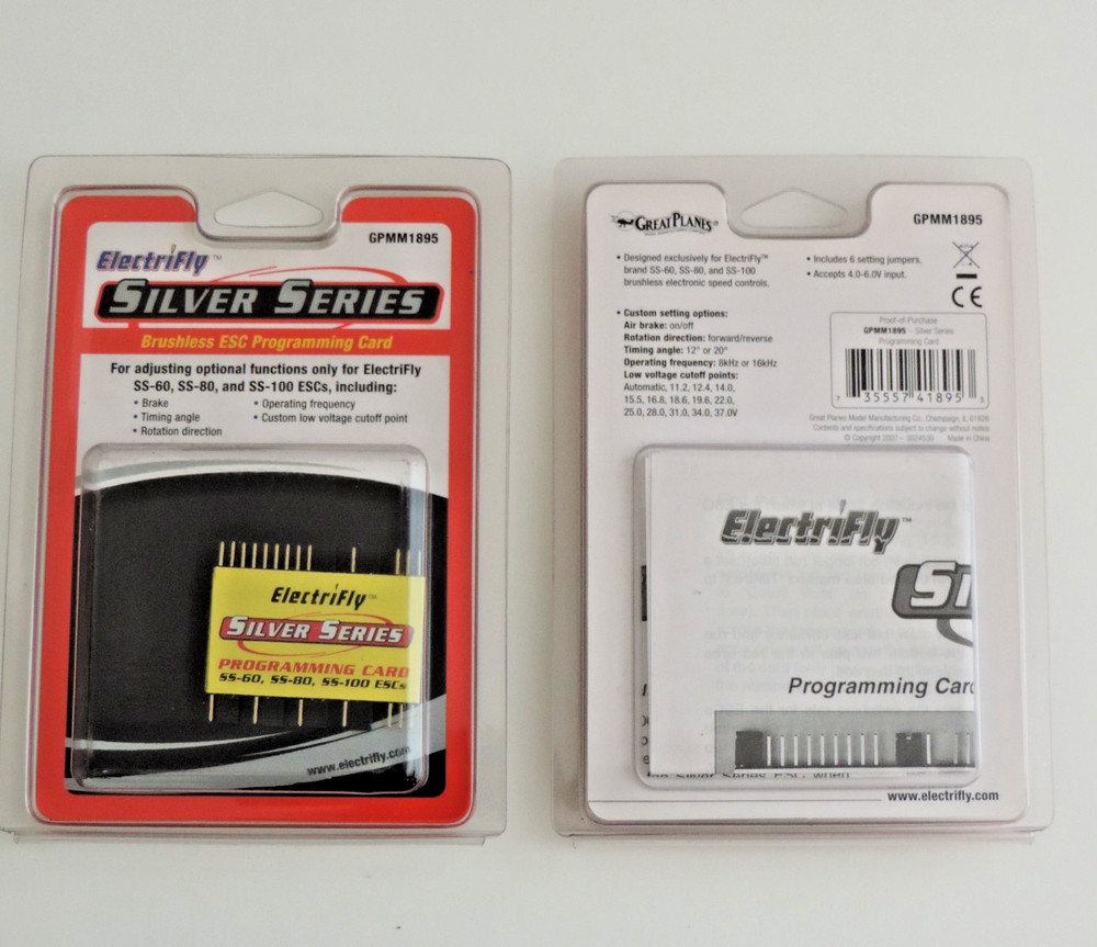 Electrifly Silver Series Brushless ESC Programming Card