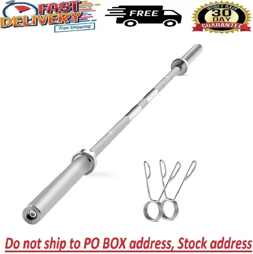 7Ft Olympic Barbell: Solid Chrome Bar for Strength Training, Weightlifting