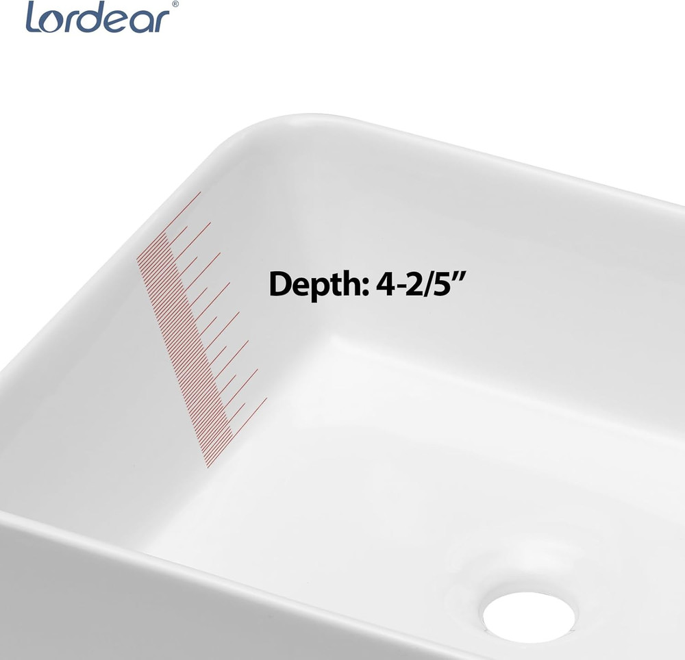 Vessel Sink Rectangle 19 Inch Bathroom Sink,Rectangular Modern above Counter Bat