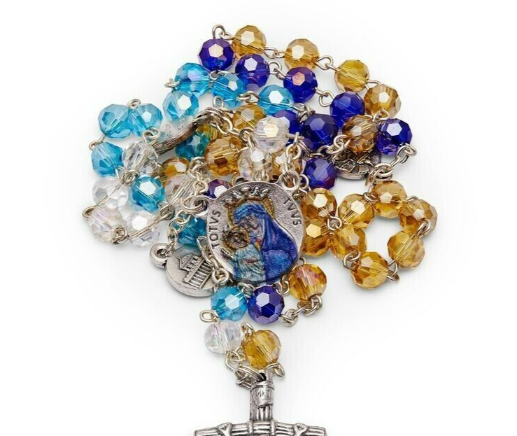 Mater Ecclesiae Virgin Rosary Crystal Beads Catholic Prayer Blessed from Italy