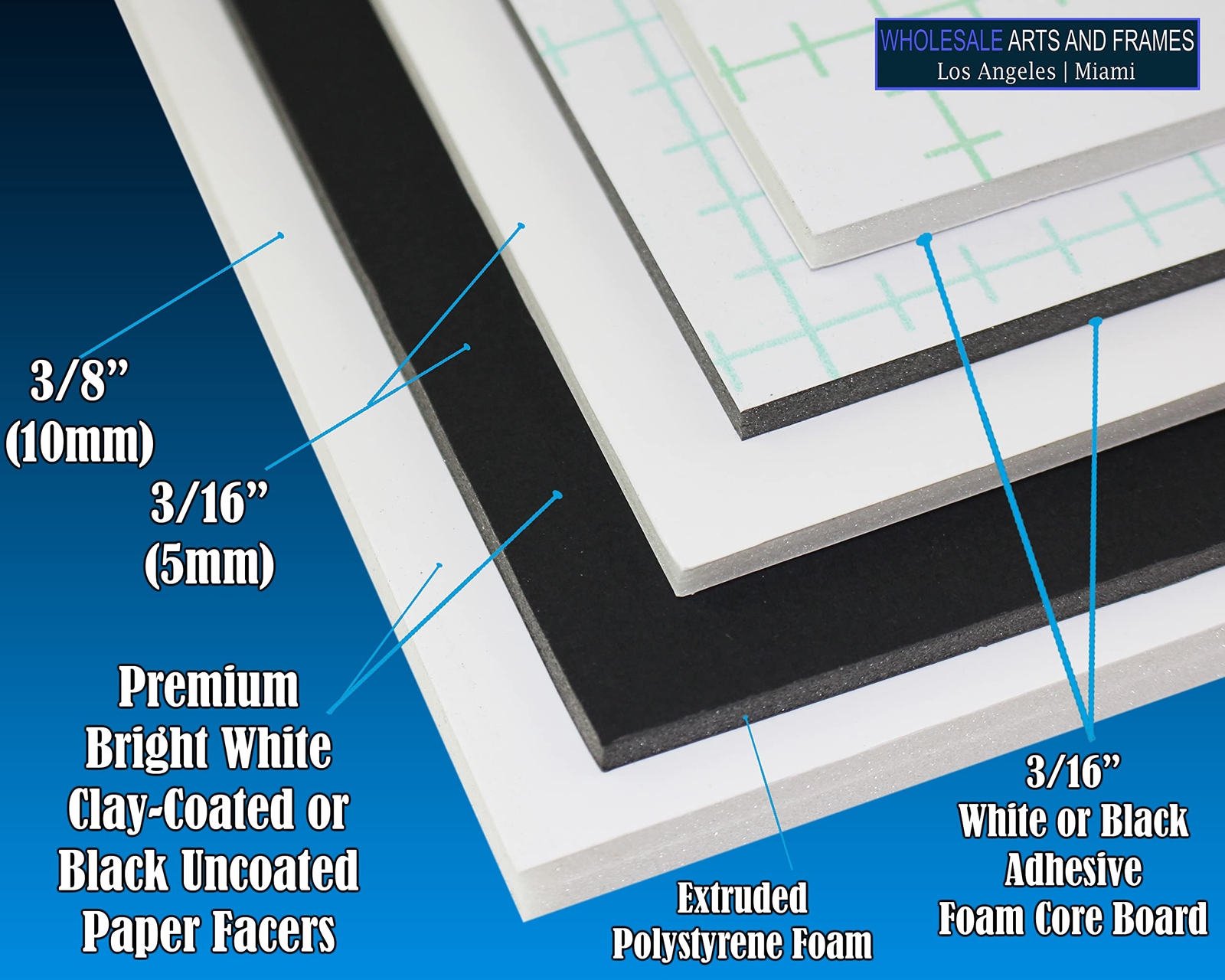 3/16" Black Foam Core Boards 11x14 16x20 20x30 24x36 30x40 32x40 Poster Backing