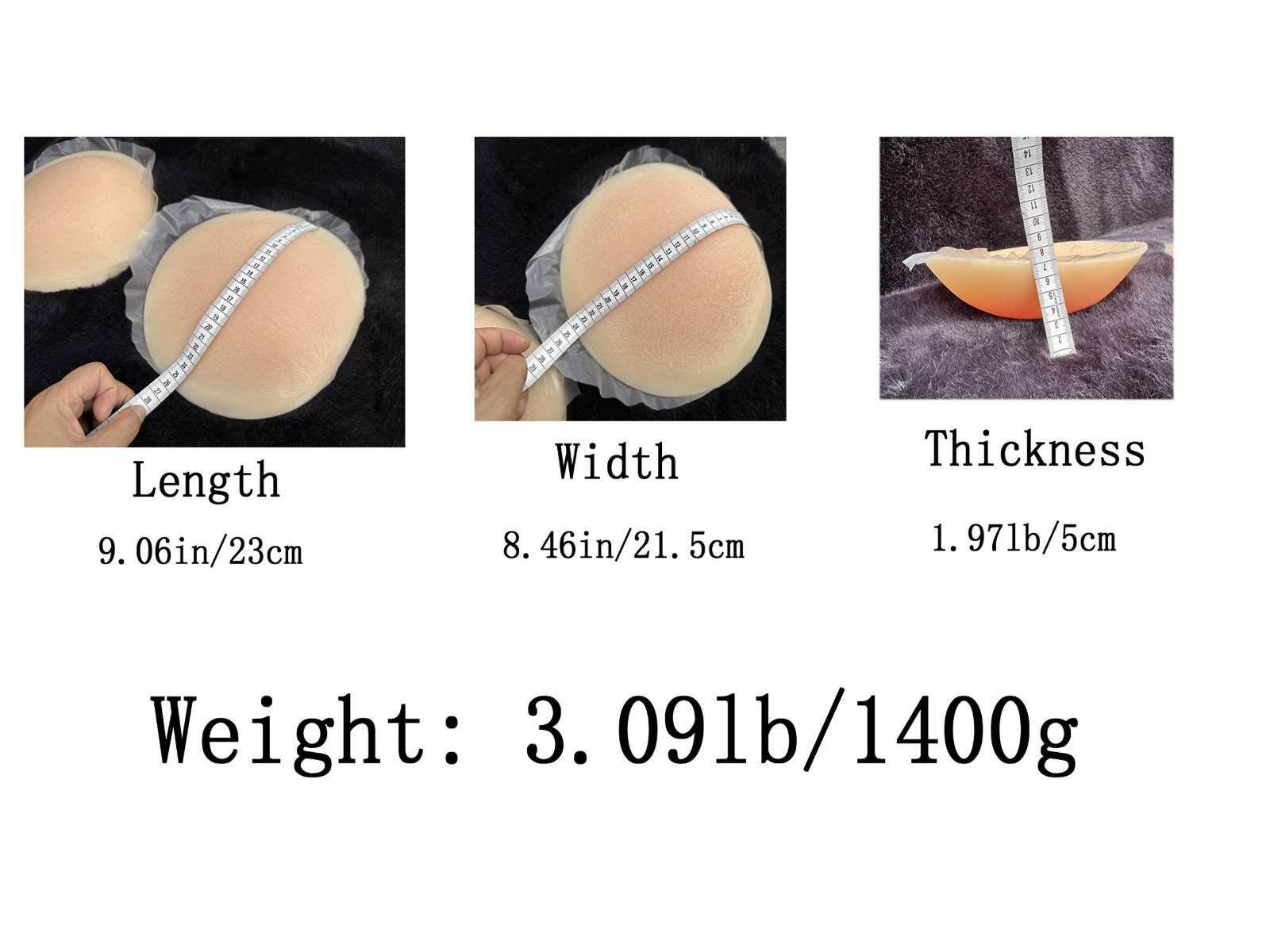 BIMEI 1400g Self-Adhesive Silicone Buttocks Pads Butt Enhancer Shaper Removable