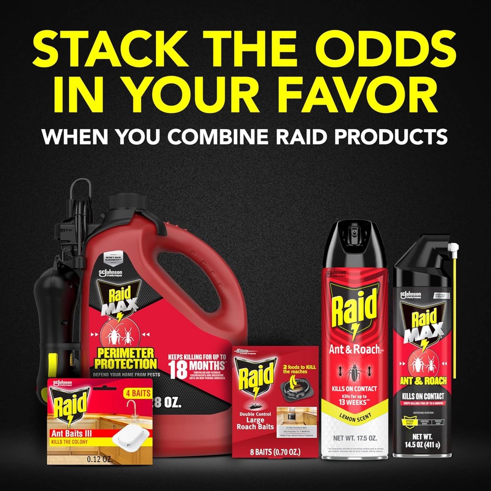 Raid Ant & Roach Killer Spray For Listed Bugs Keeps Killing for Weeks Lemon