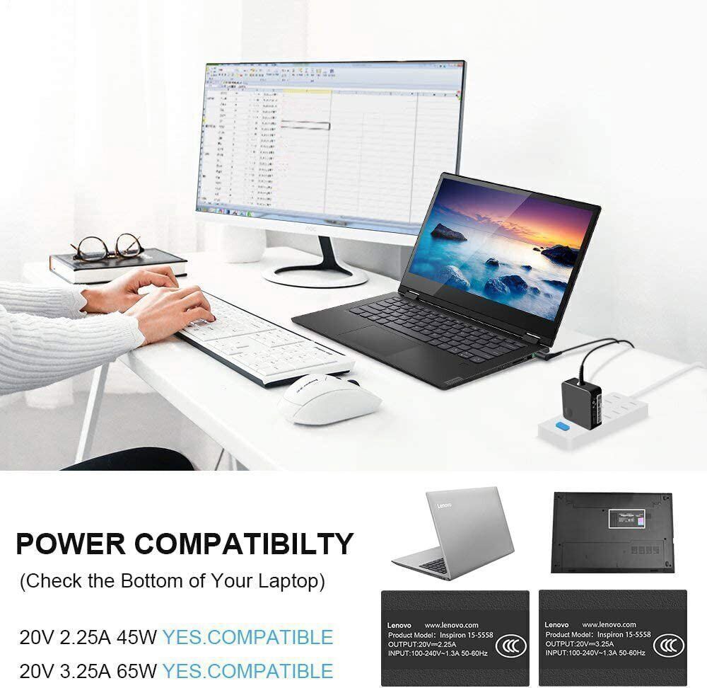 65W Laptop Charger Adapter Power Supply for Lenovo IdeaPad 3 S340 S145 330 320
