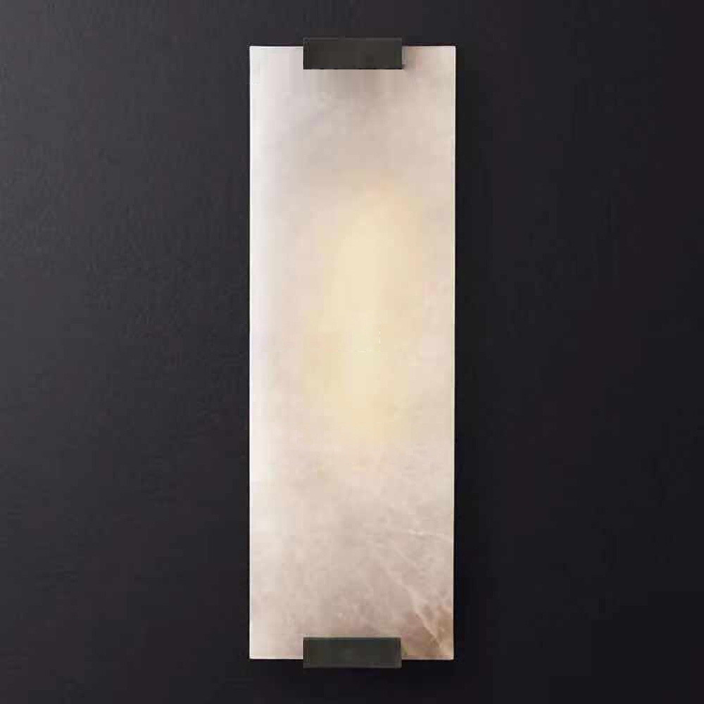 Marble Wall Light Hand Carved Alabaster Rectangular Sconce LED Indoor Wall Lamp